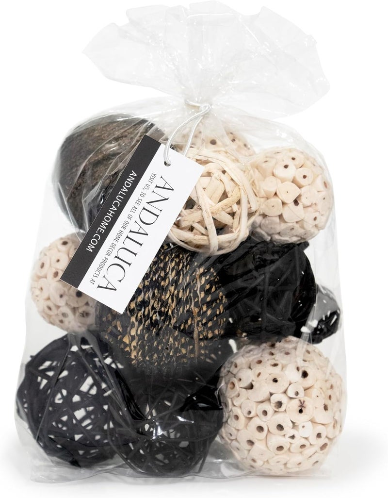 ANDALUCA Decorative Balls Bag Bowl Filler Home Decor (Black & White) - Image 1